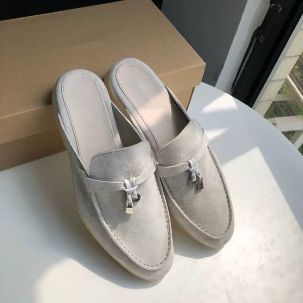 Genuine leather flat casual half-slipper loafers 2