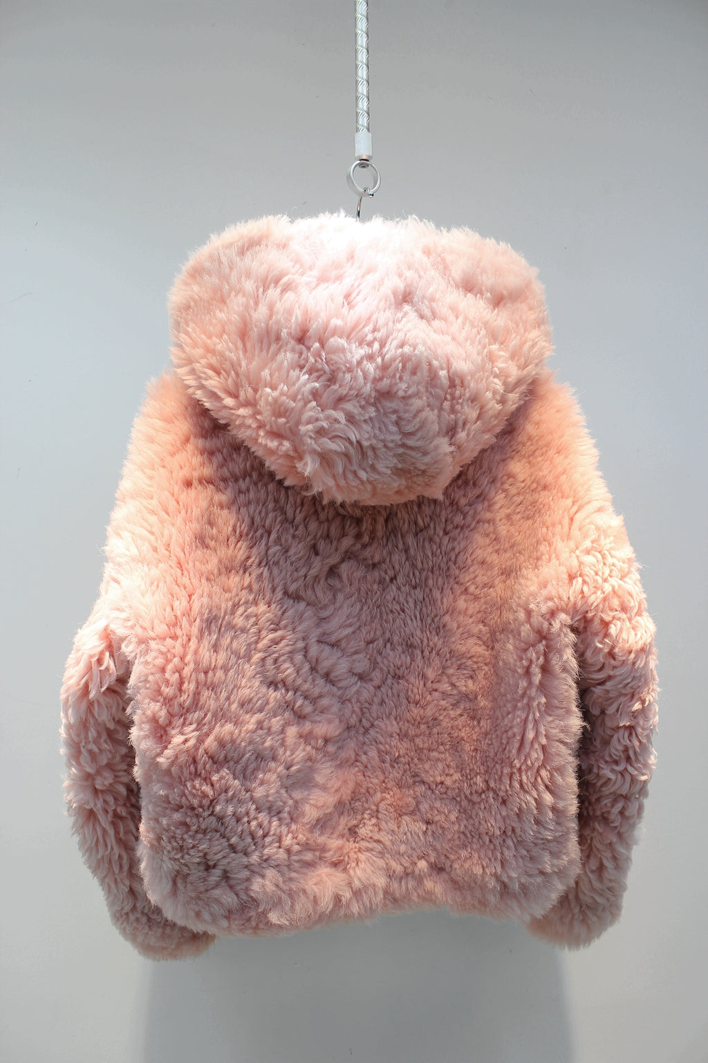 Lmported sheepskin one-piece bear hooded short coat
