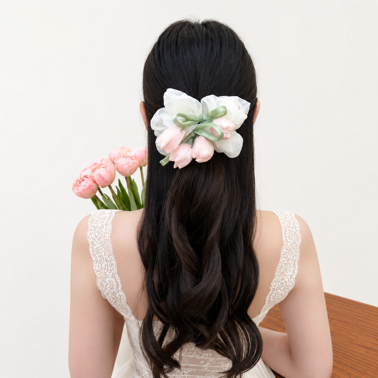 SWEET DREAMS BLOSSOM SCRUNCHIE IN BLUSH TULIP