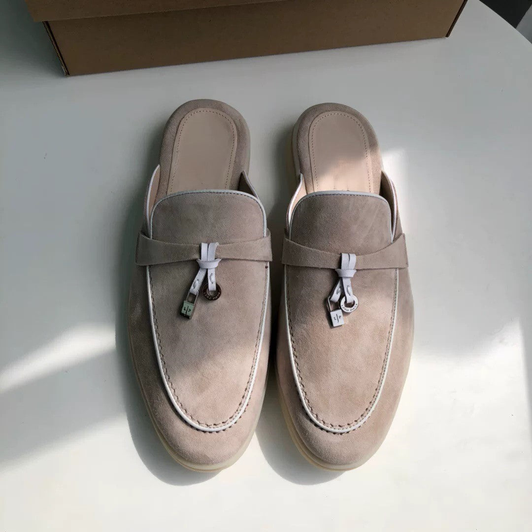 Genuine leather flat casual half-slipper loafers 2