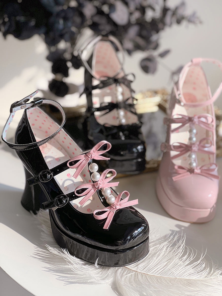 Sayo Otome | White tea into the dream original bow shaped heel women's shoes