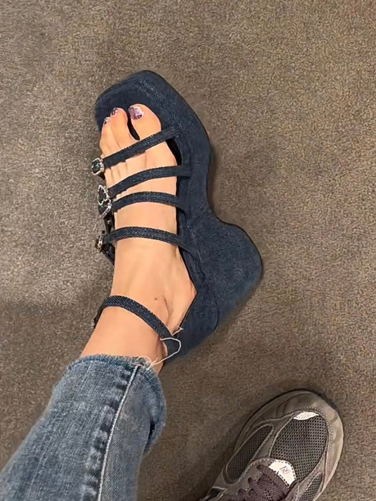 Wedge heel platform roman sandals
