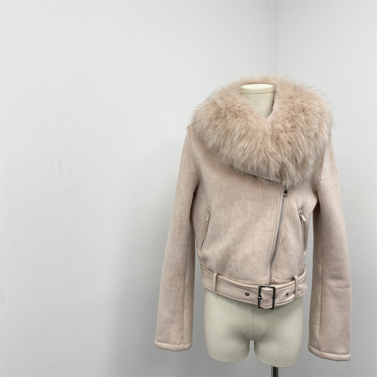Fox fur biker jacket