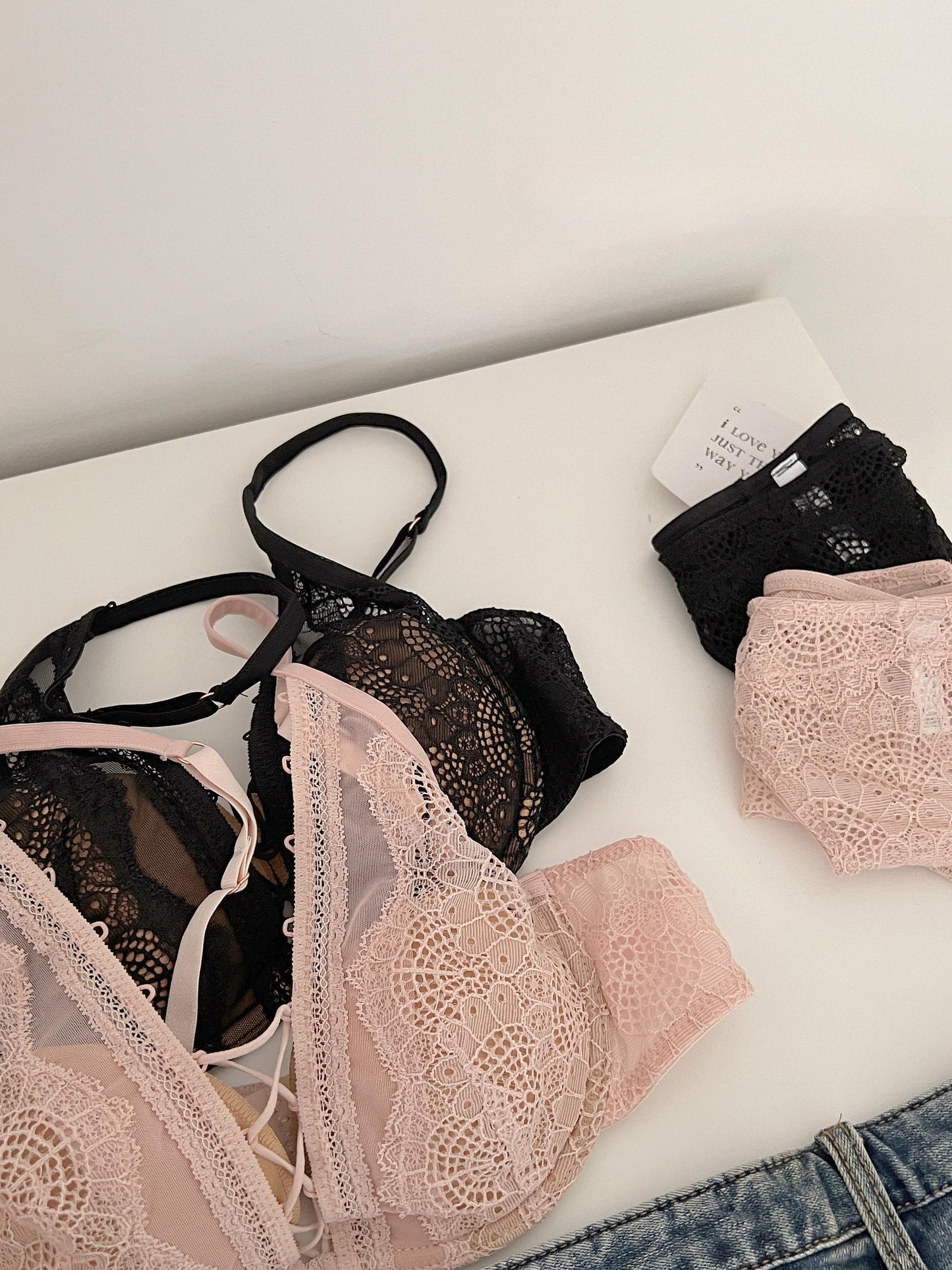 French thin cotton lace sexy strappy underwear