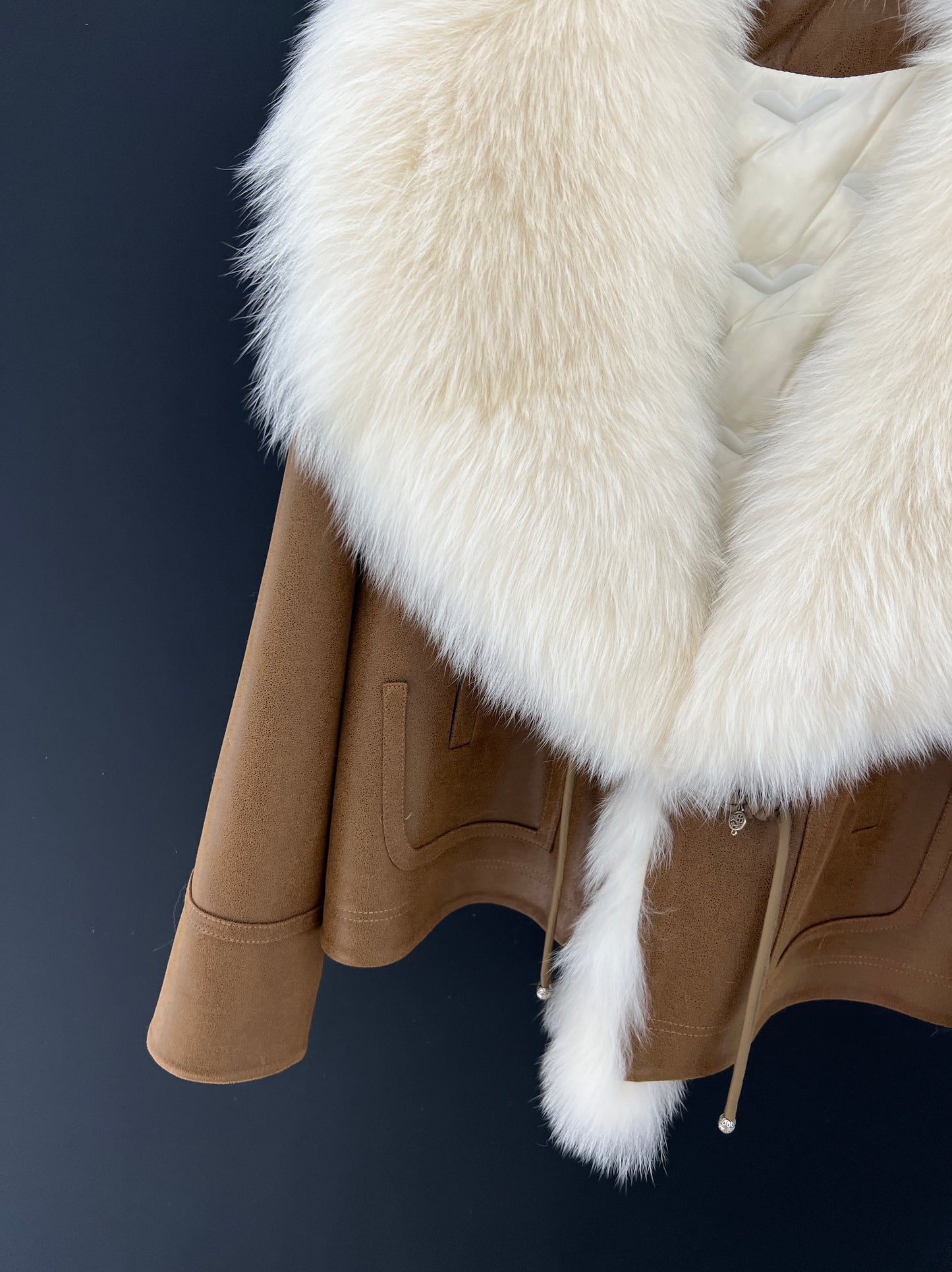 Deerskin jacket with fox fur lapel