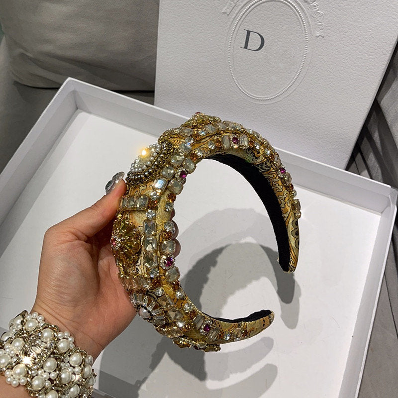 Thickened hand-set diamond gemstone headband