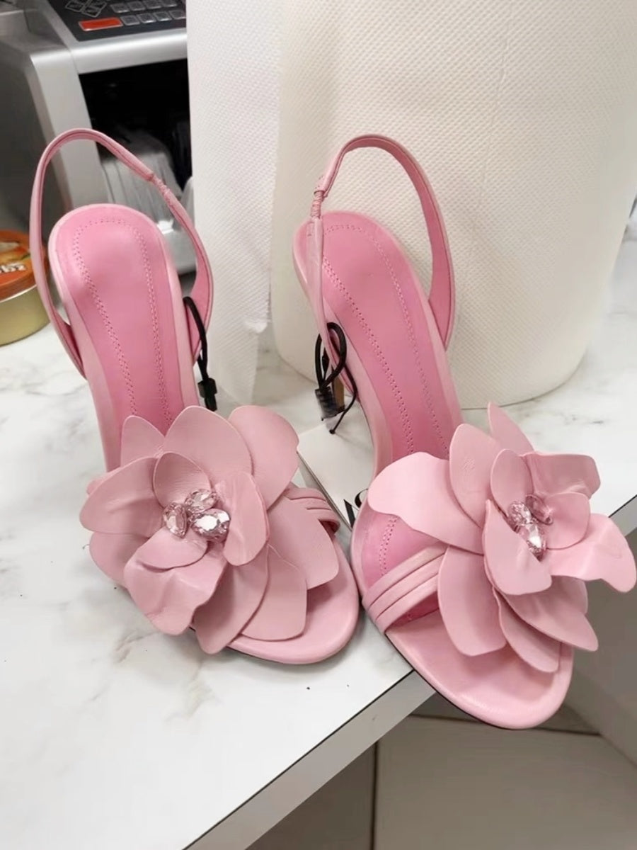 Sakura pink flower crystal fairy sandals