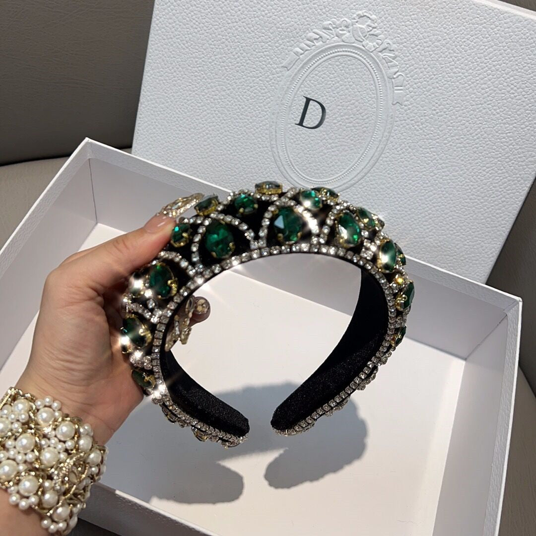 Light luxury headband set with diamonds and glass gems