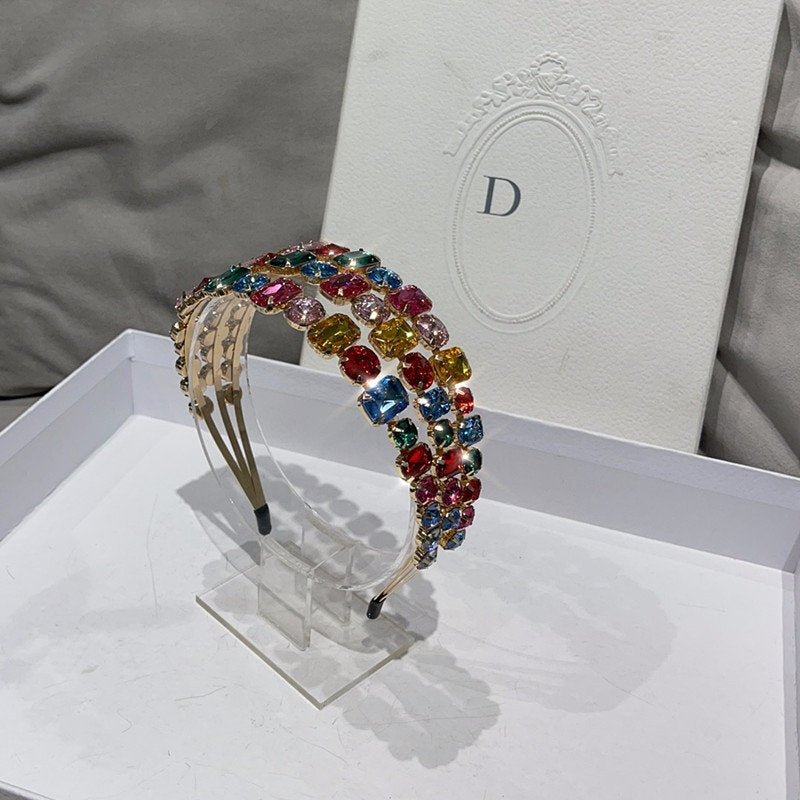Gemstone crystal headband wide-brimmed European and American headwear