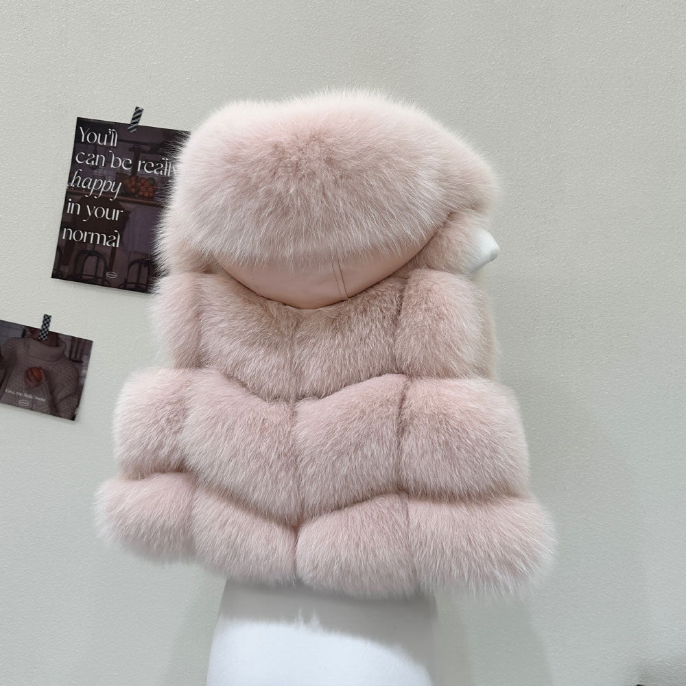 Fox fur hooded vest