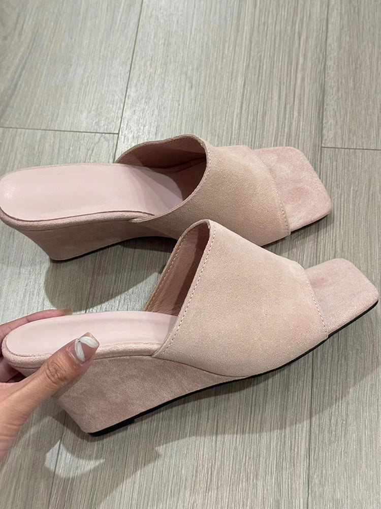 Retro casual wedge heel outer wear flip flops