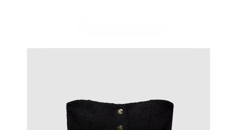 Black knitted tube top French style high-end feel