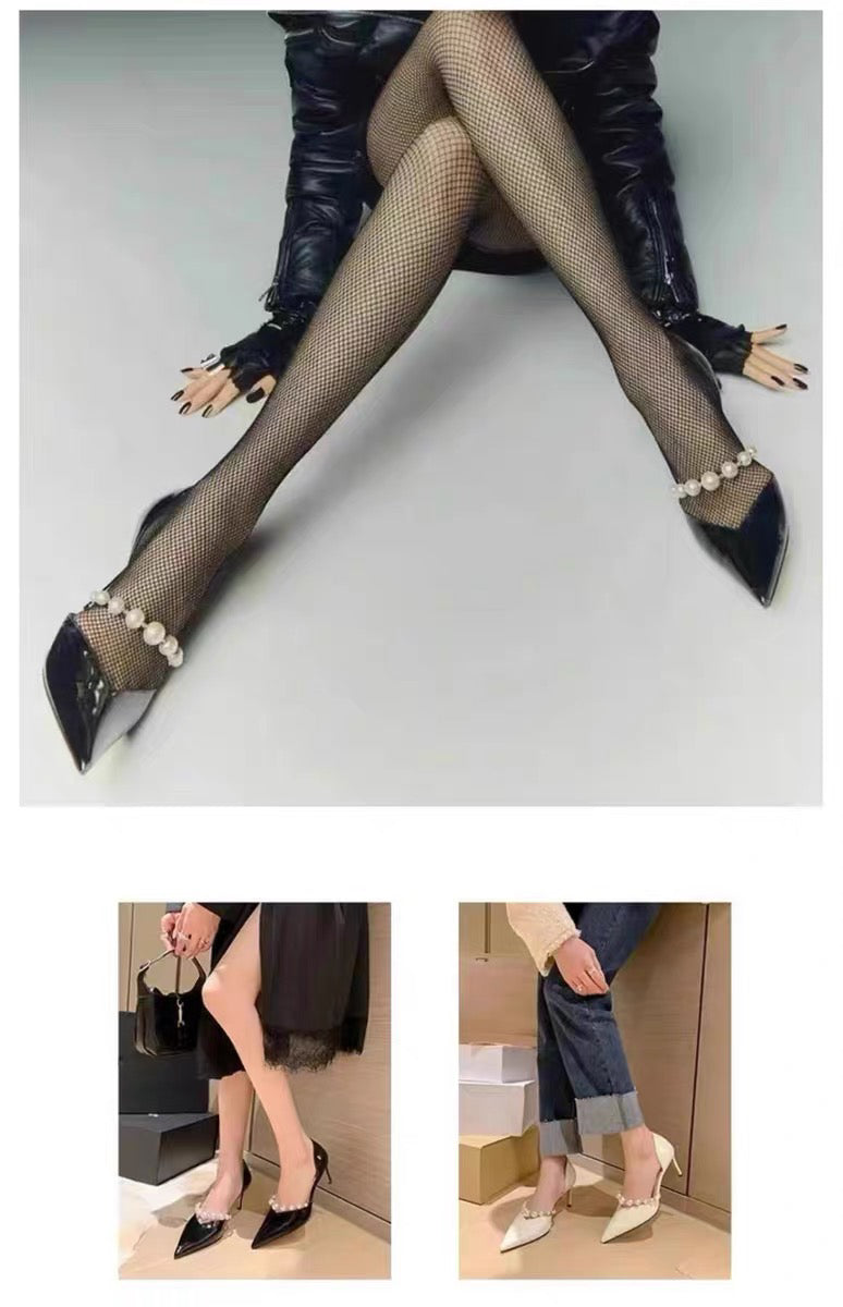 Pointed patent leather French stiletto pumps