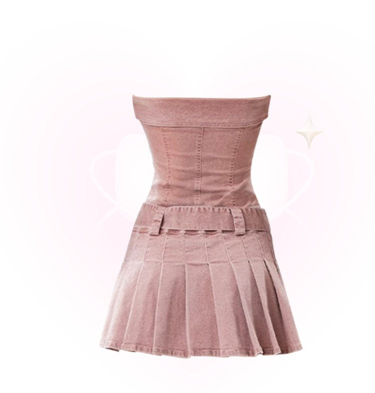 pink tube top dress