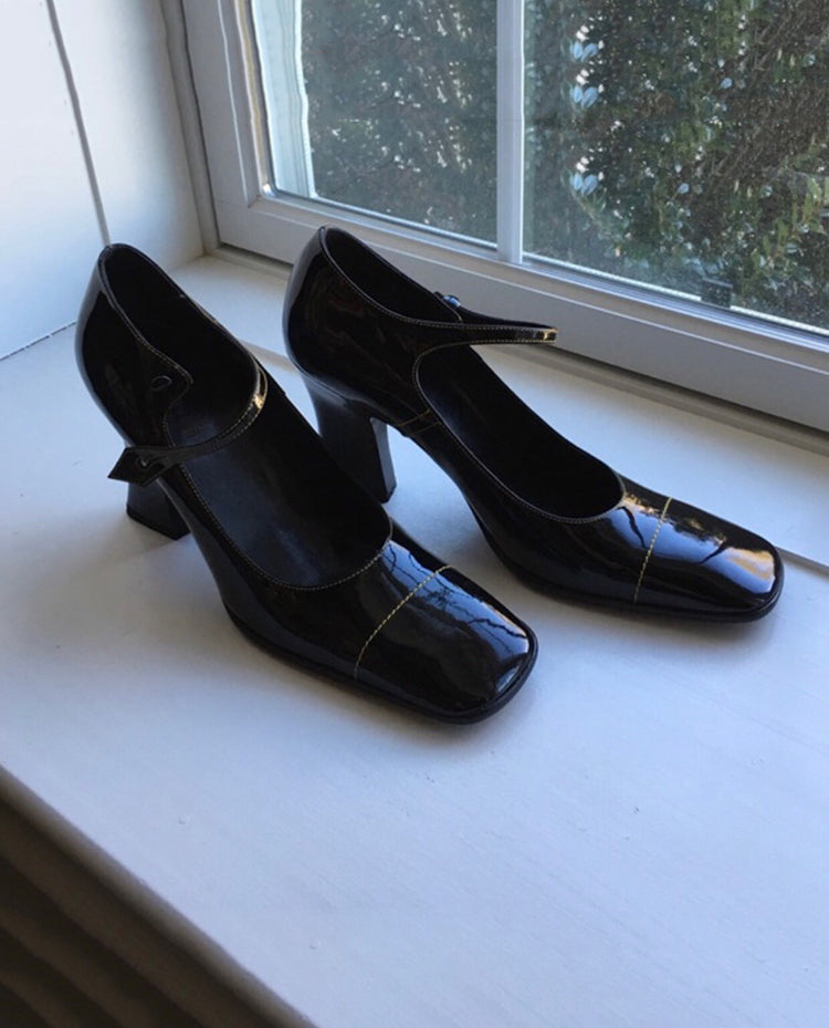 Retro Square Toe Mary Jane High Heels