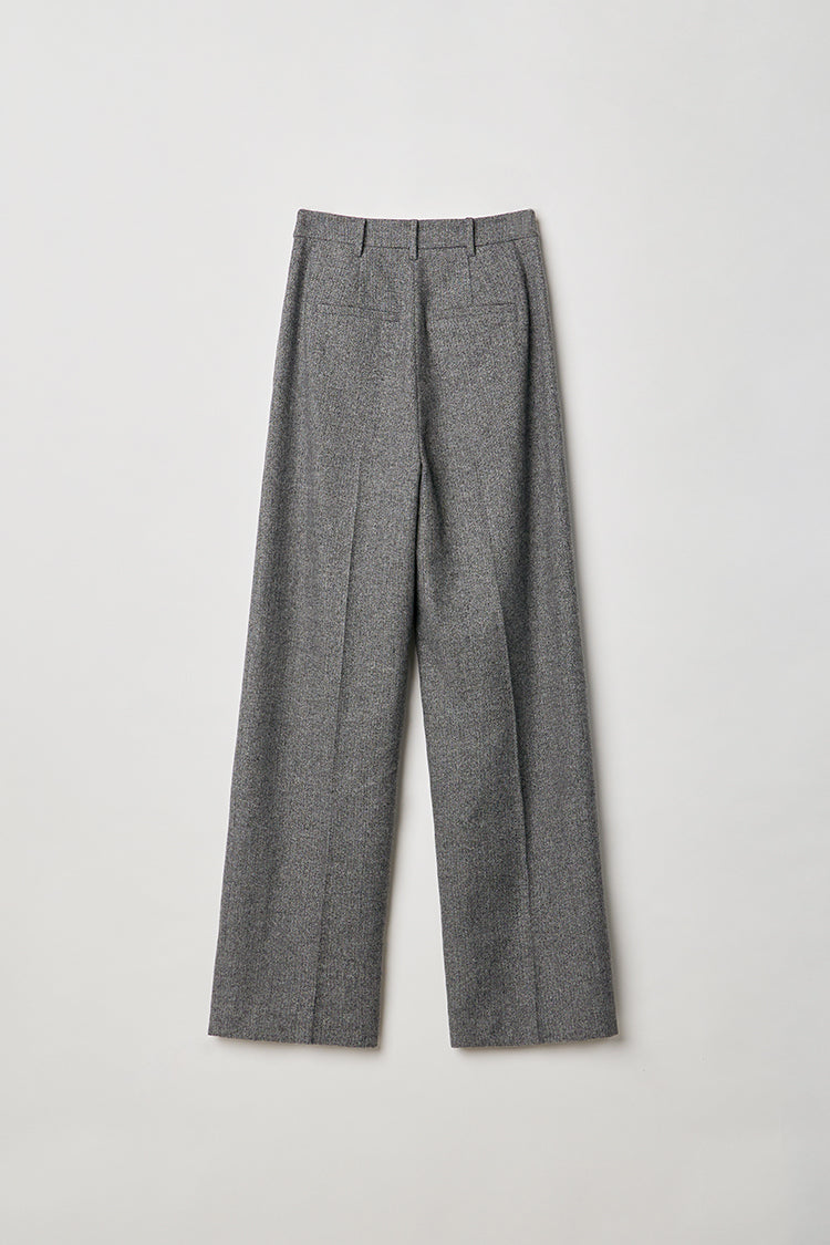 Herringbone pattern Australian wool trousers baggy wide leg trousers
