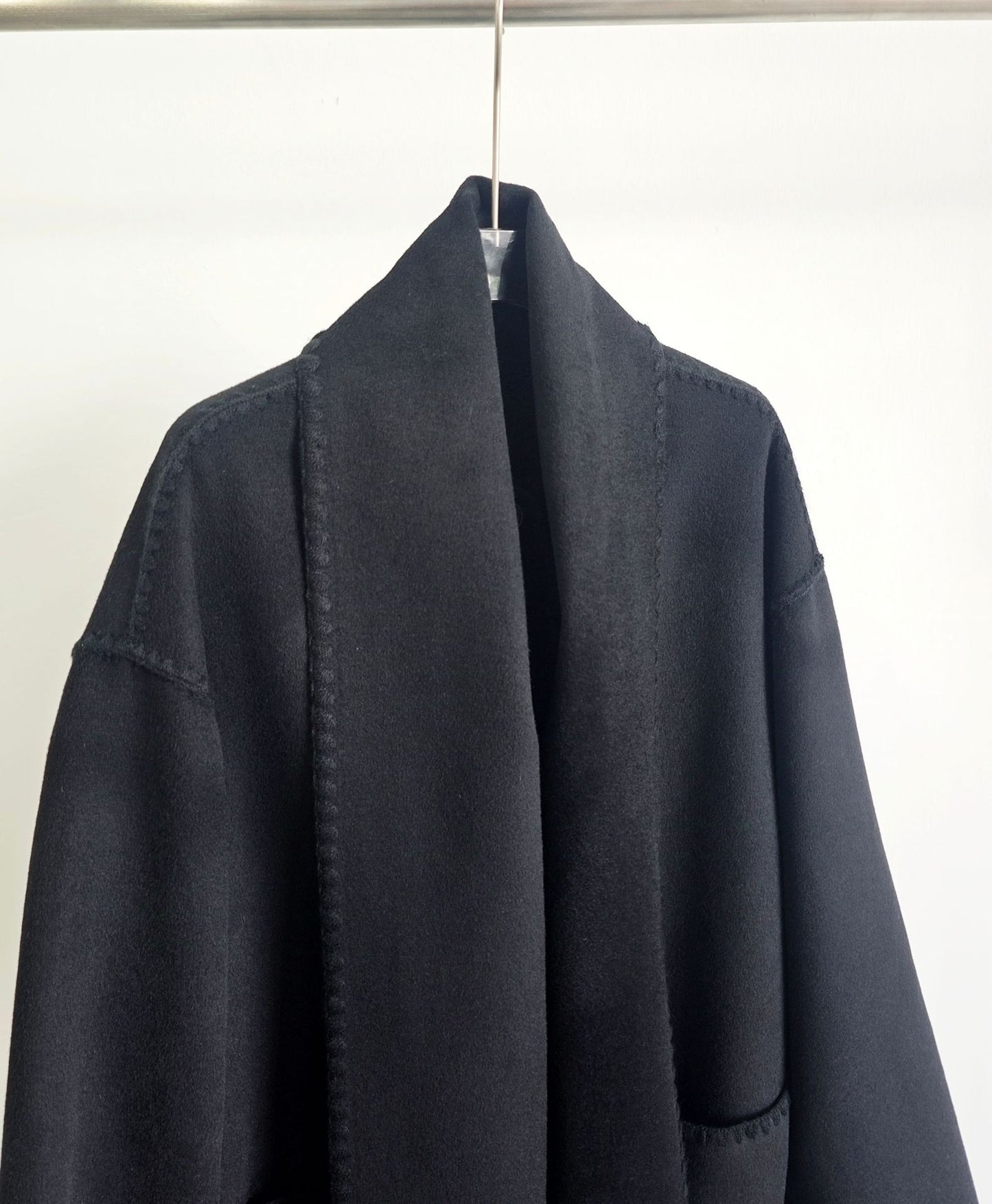 Autumn and winter loose slim camel wool blend embroidered scarf coat
