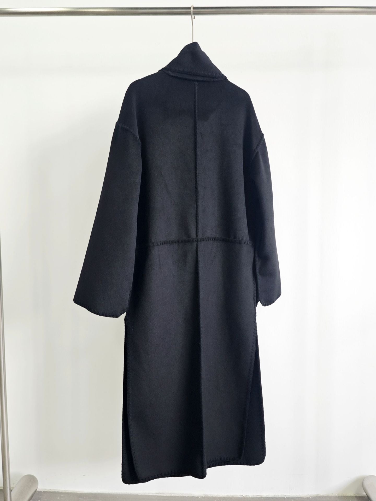Autumn and winter loose slim camel wool blend embroidered scarf coat