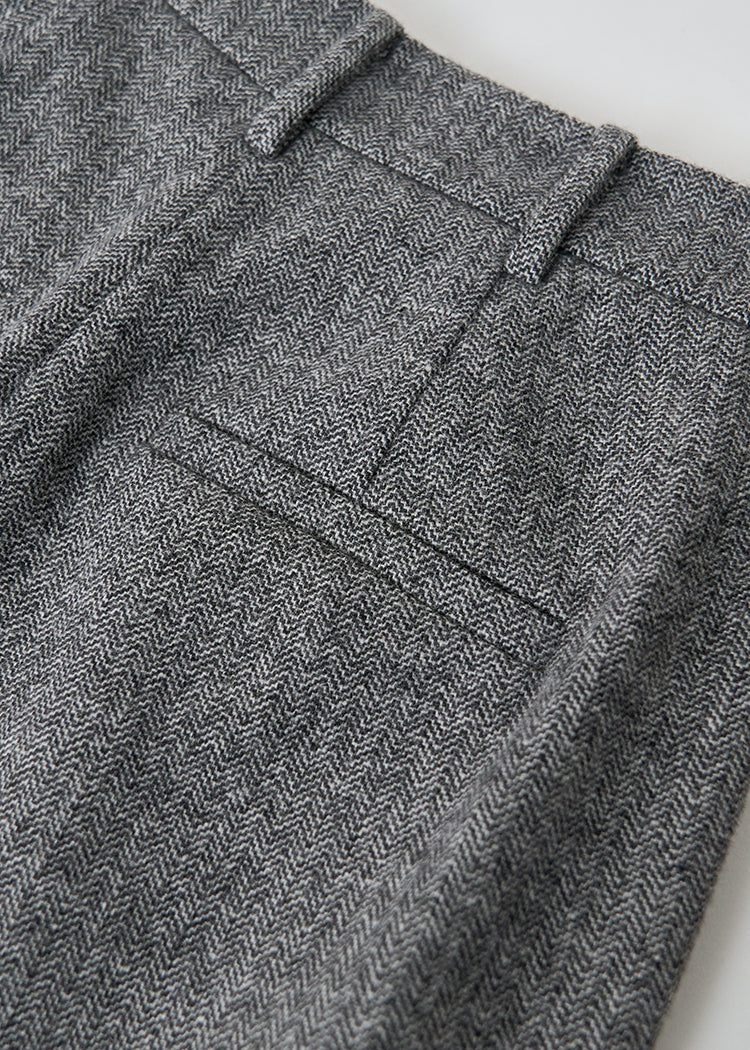 Herringbone pattern Australian wool trousers baggy wide leg trousers