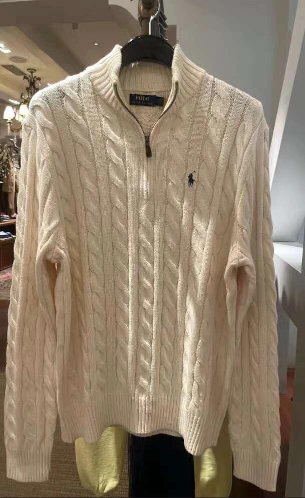 Embroidered knitted stand collar sweater