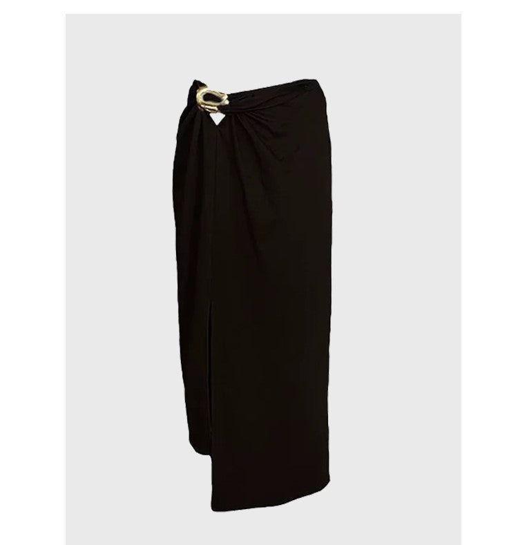 French halter neck suit dress for ladies, retro two-piece suit