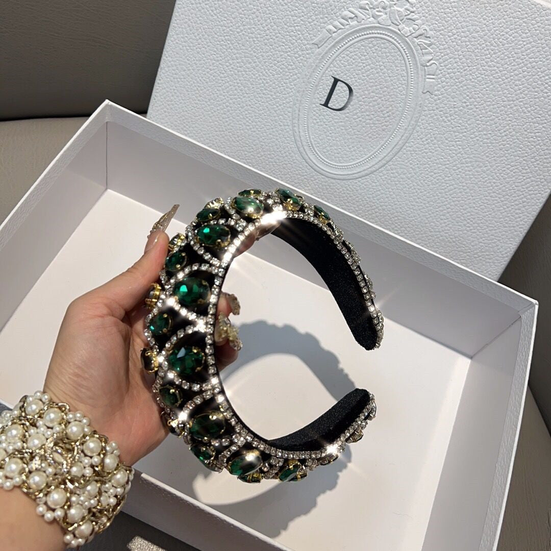 Light luxury headband set with diamonds and glass gems