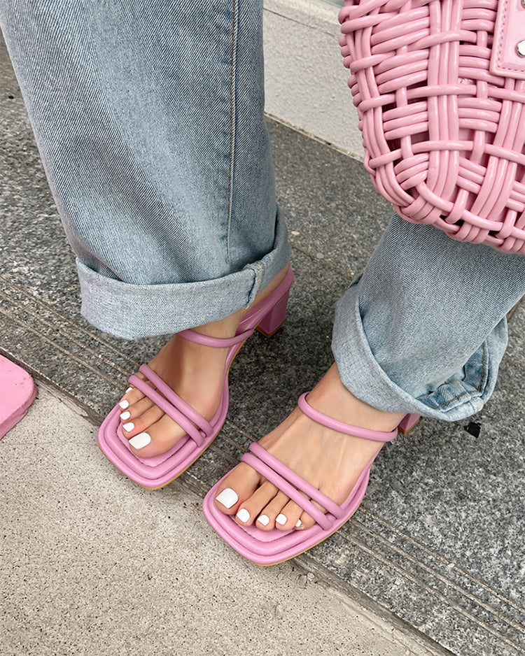 Versatile soft-soled simple one-line strap sandals and half-flop