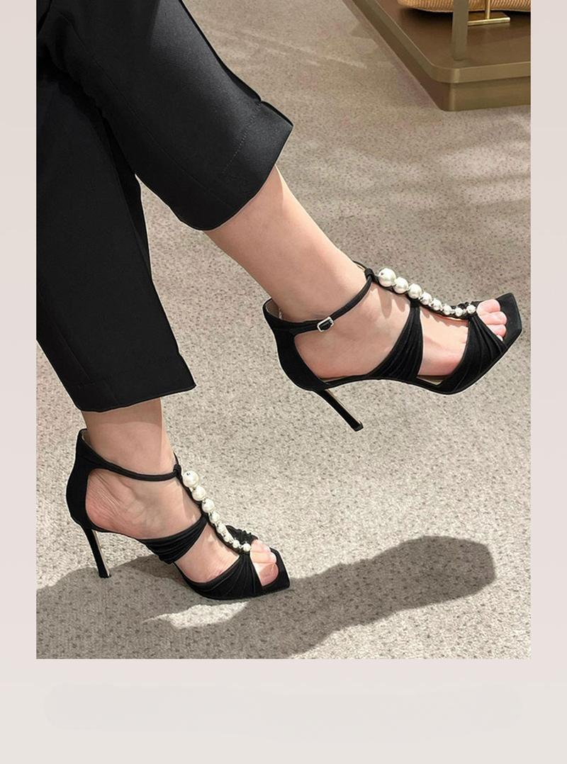 White Roman pleated open-toe high heels