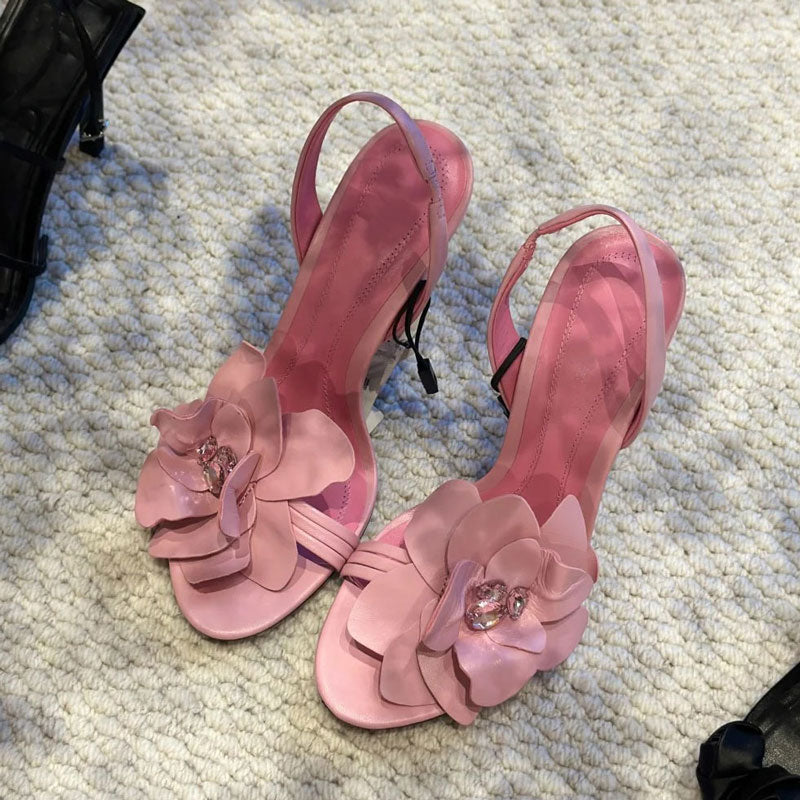 Elegant fairy open-toe rhinestone stiletto sandals