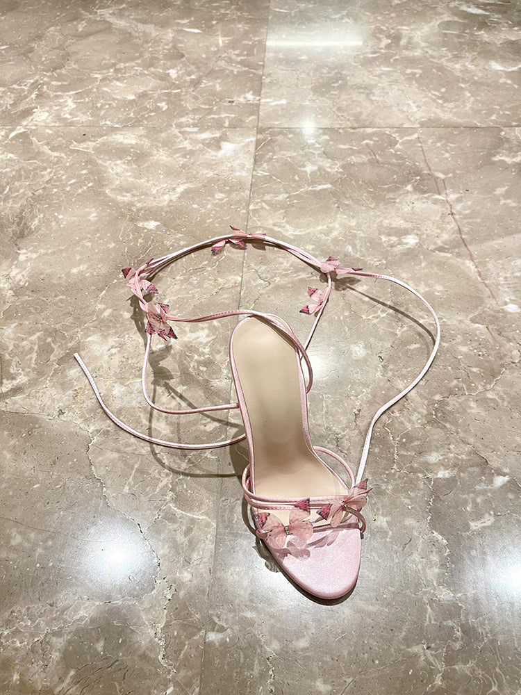 Fairy style pink open toe high heels