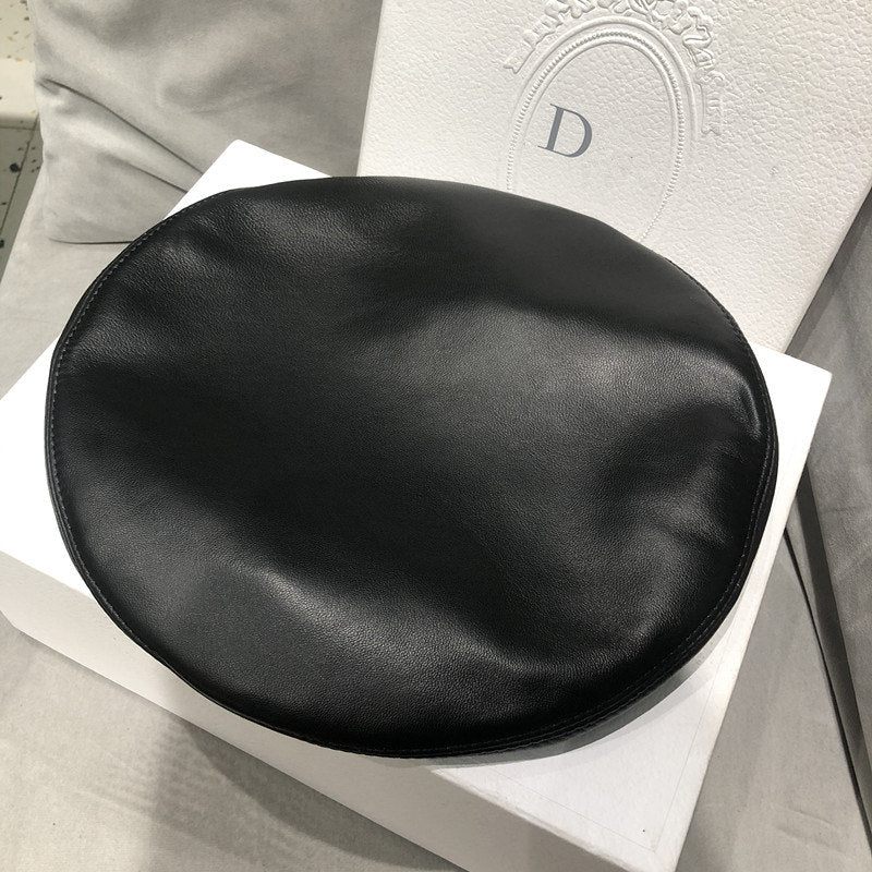 Genuine leather Korean style lambskin beret