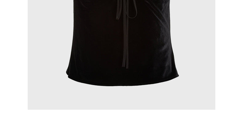 Black velvet short camisole