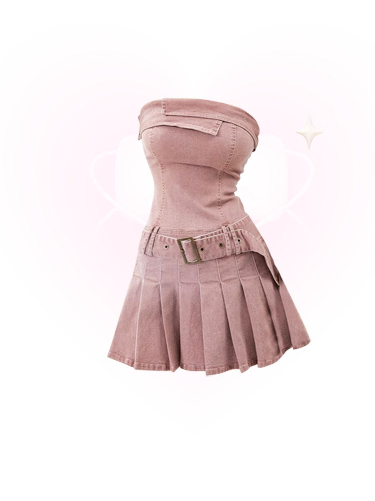 pink tube top dress