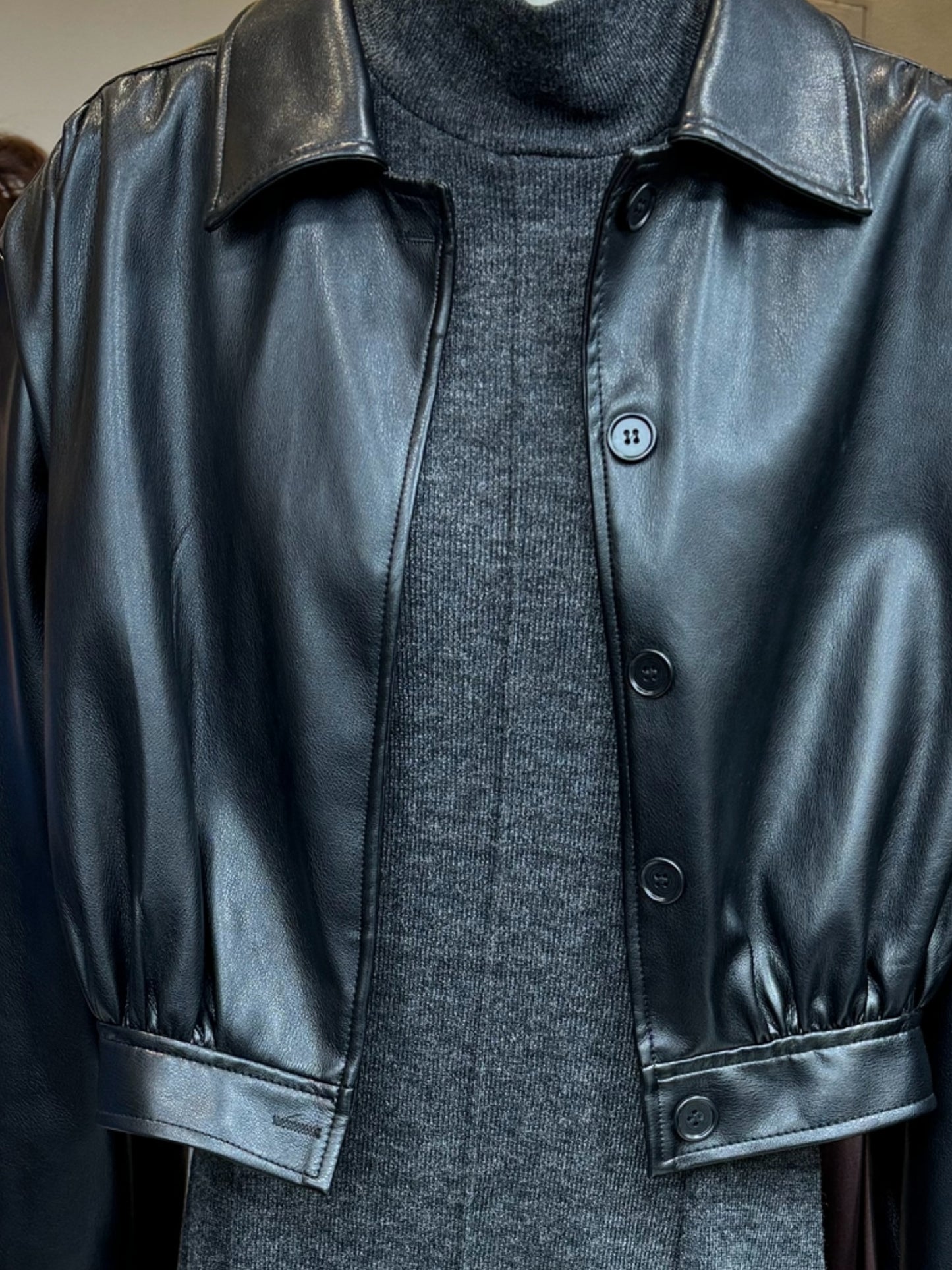 Short Loose PU Leather Motorcycle Jacket