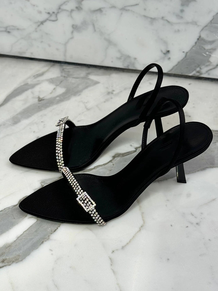 French sexy rhinestone elastic band stiletto high heels