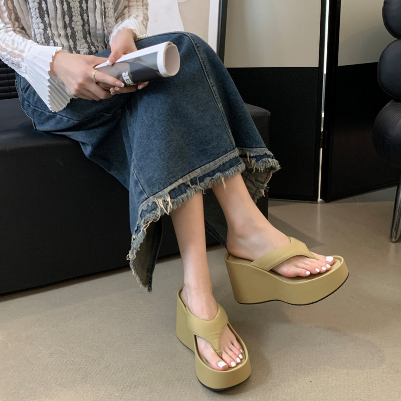 High heel platform flip flops