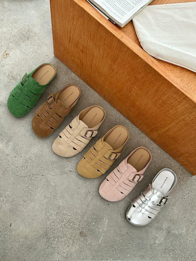 Korean style retro braided toe-cap half slippers