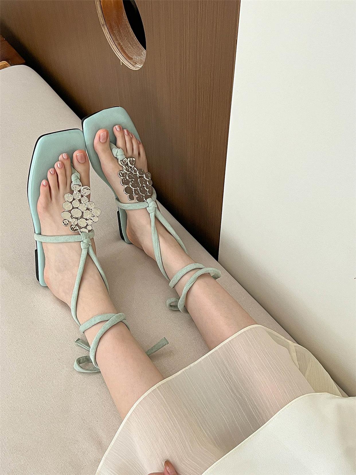 Mint mambo green strappy sandals