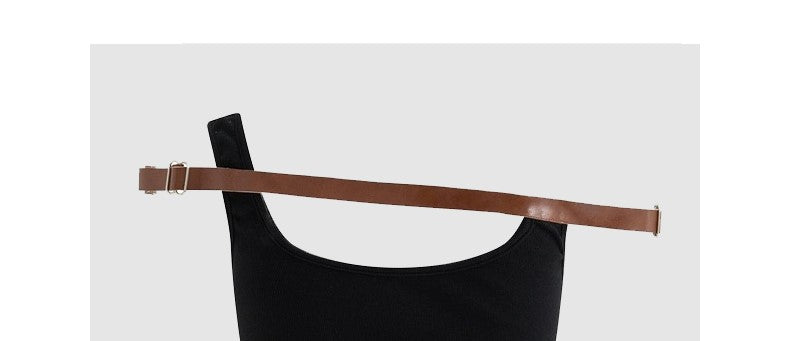 Black camisole short spliced belt