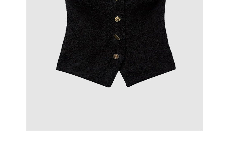 Black knitted tube top French style high-end feel