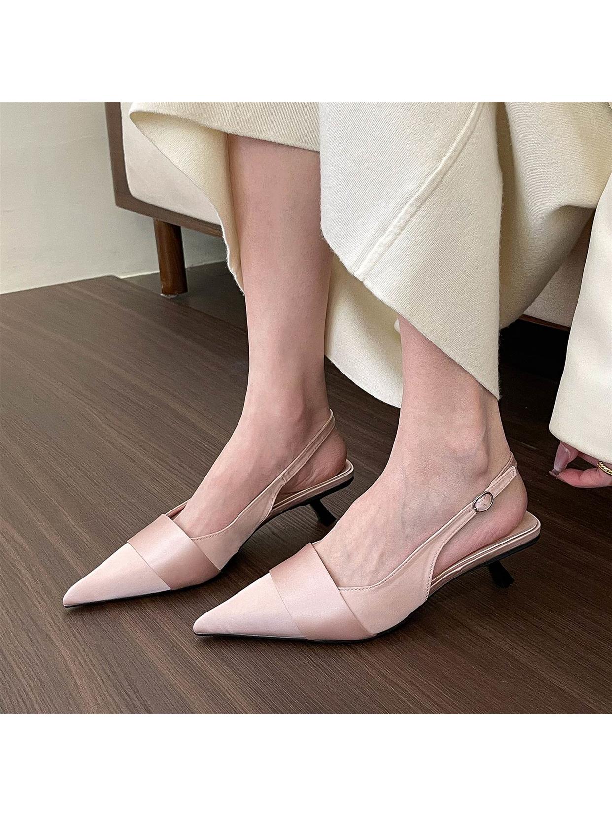 Silver pointed toe low heel pumps