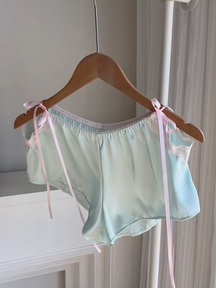 Pure lust style suspender shorts ice silk pajamas