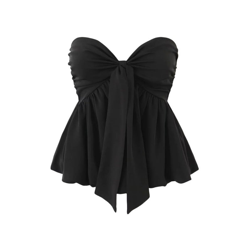 Slim fit chiffon bow bandeau top