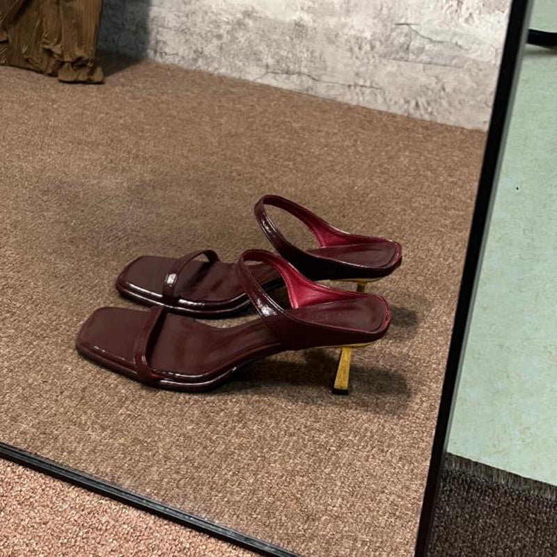 Vintage leopard print sexy strappy open toe sandals