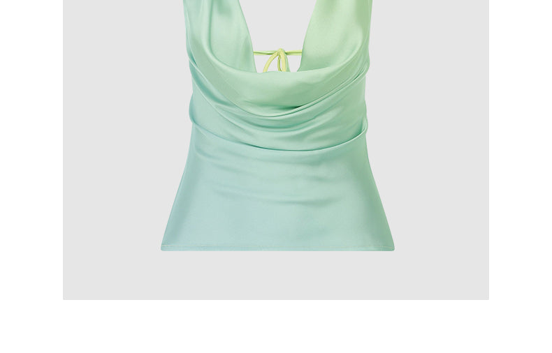 French halterneck vest with sexy swing neck design