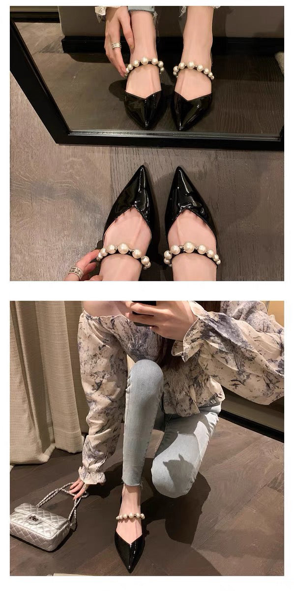 Pointed patent leather French stiletto pumps