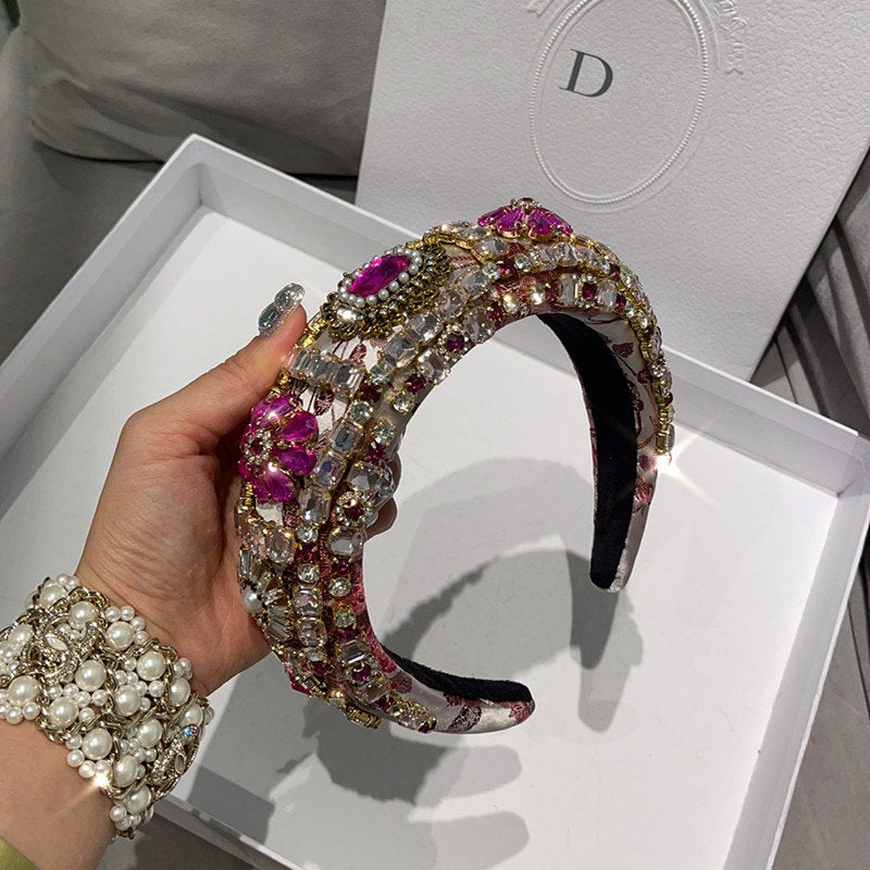 Thickened hand-set diamond gemstone headband