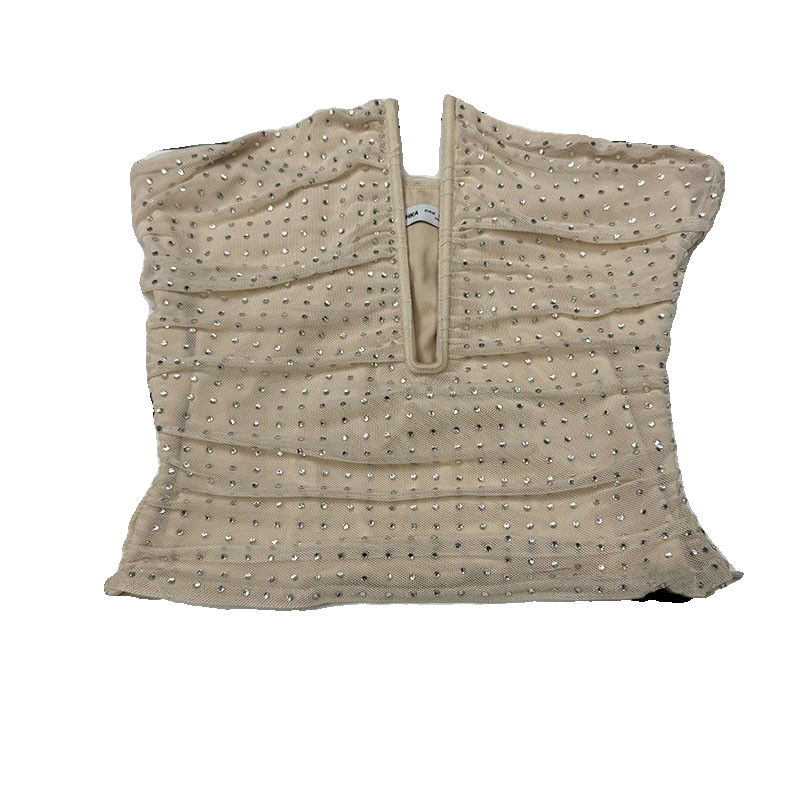Rhinestone Mesh Slim Back Top