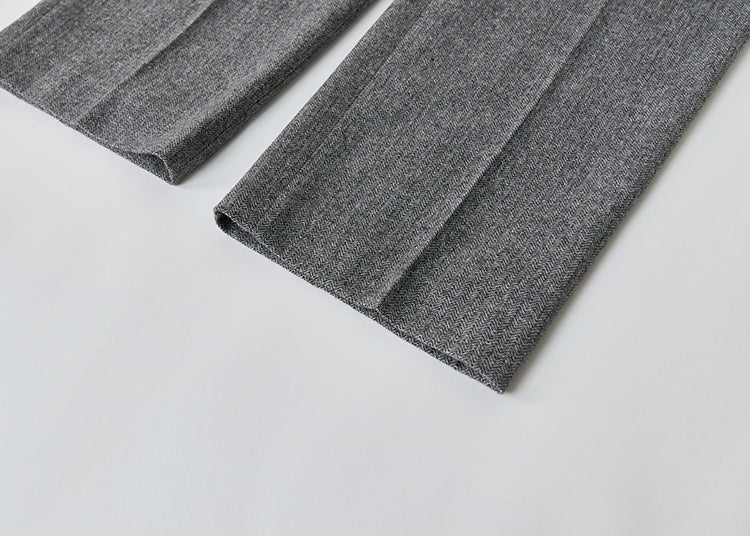 Herringbone pattern Australian wool trousers baggy wide leg trousers