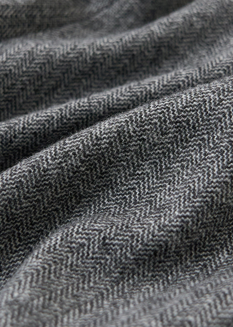 Herringbone pattern Australian wool trousers baggy wide leg trousers